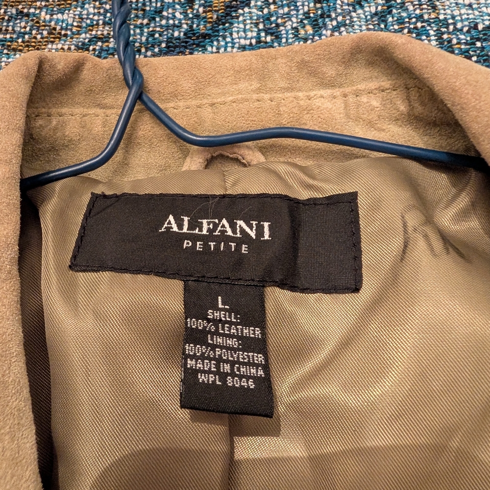 Alfani Petite Light Green Leather Blazer